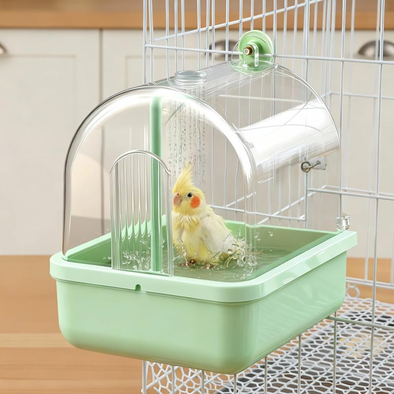 Maxdot Automatic Bird Baths for Cage Parakeet Bath with Pump Indoor Parrot Bathtub with Shower Running Water, Motion Sensor, Filter for Pet Birds Budgies Lovebirds Finches Cockatiels Cockatoos, Green - Image 1